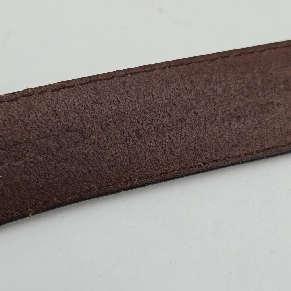 Claiborne Belt Brown Genuine Leather Mens 38 Brass Buckle